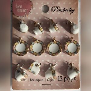 Bead Landing PEMBERLY 12 PIECE CHARM Set Teacups and Saucers for Bar…
